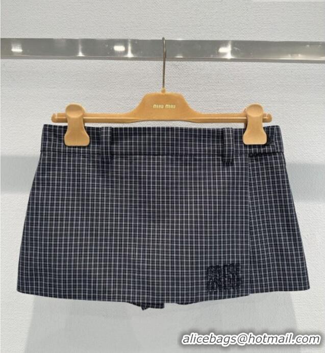 Top Grade Miu Miu Plaid Mini Shorts MM020601 Blue/Grey 2026