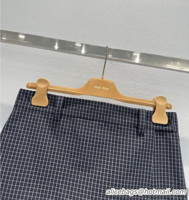 Top Grade Miu Miu Plaid Mini Shorts MM020601 Blue/Grey 2026