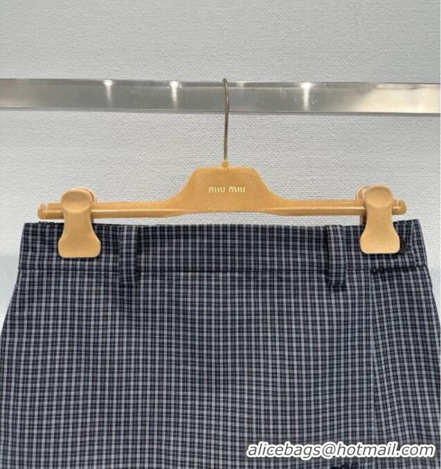 Top Grade Miu Miu Plaid Mini Shorts MM020601 Blue/Grey 2026