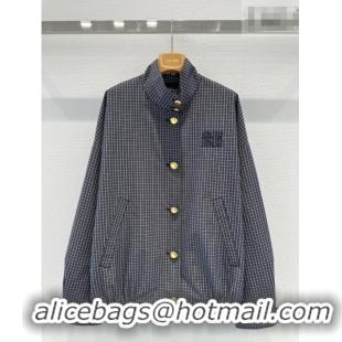 Luxury Cheap Miu Miu Plaid Jacket MM020601 Blue/Grey 2026