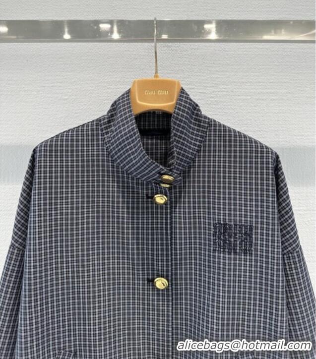 Luxury Cheap Miu Miu Plaid Jacket MM020601 Blue/Grey 2026