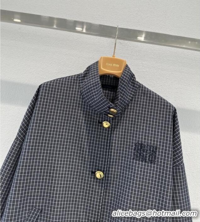 Luxury Cheap Miu Miu Plaid Jacket MM020601 Blue/Grey 2026