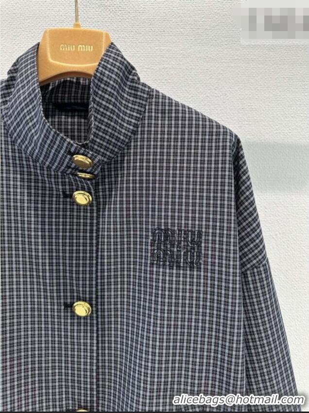 Luxury Cheap Miu Miu Plaid Jacket MM020601 Blue/Grey 2026