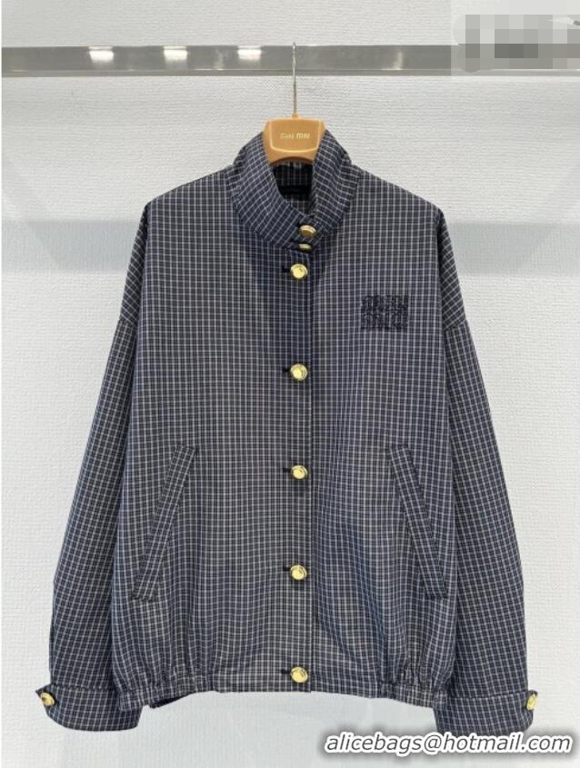 Luxury Cheap Miu Miu Plaid Jacket MM020601 Blue/Grey 2026