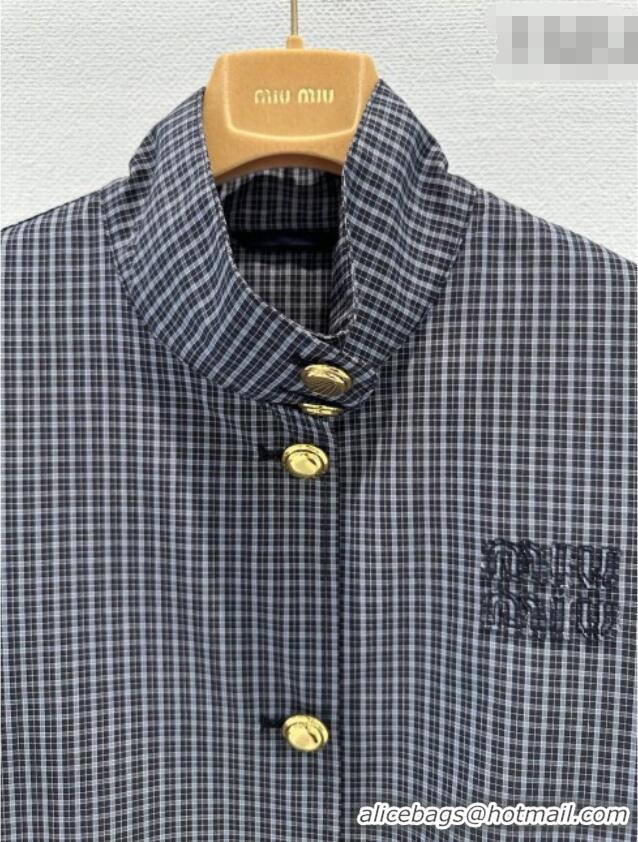 Luxury Cheap Miu Miu Plaid Jacket MM020601 Blue/Grey 2026