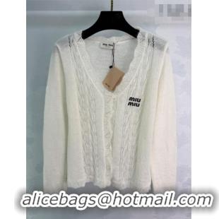 Unique Discount Miu Miu Mohair and Wool Cardigan MM020607 White 2026