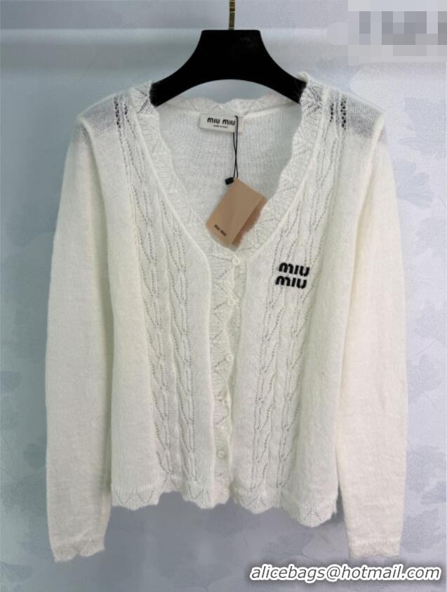 Unique Discount Miu Miu Mohair and Wool Cardigan MM020607 White 2026