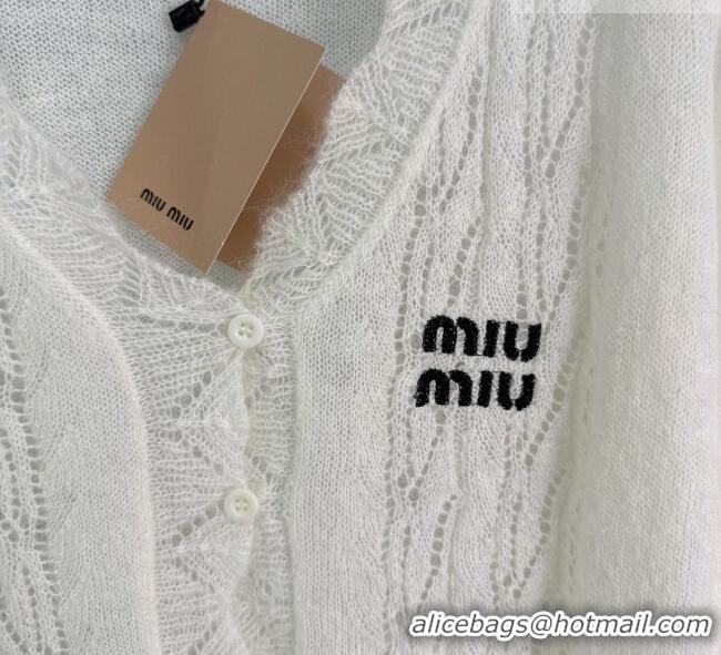 Unique Discount Miu Miu Mohair and Wool Cardigan MM020607 White 2026