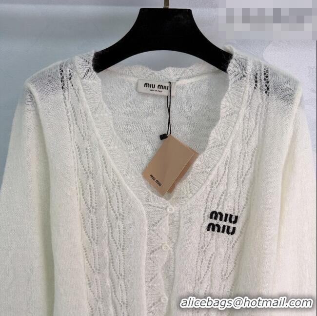 Unique Discount Miu Miu Mohair and Wool Cardigan MM020607 White 2026
