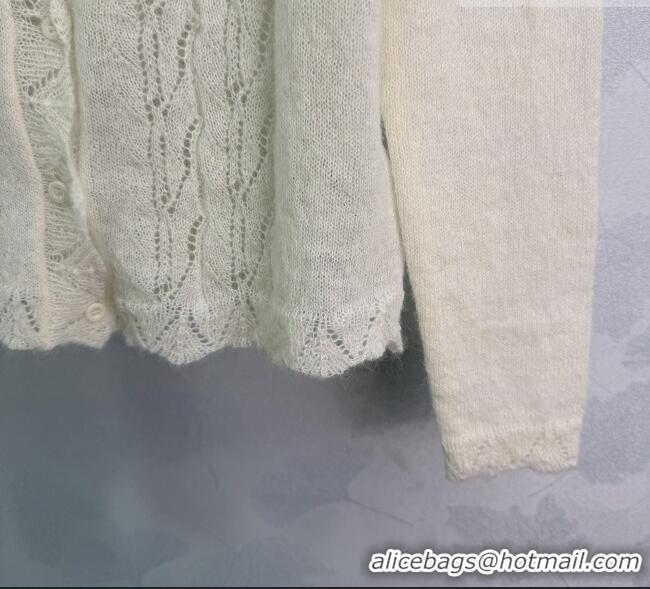 Unique Discount Miu Miu Mohair and Wool Cardigan MM020607 White 2026