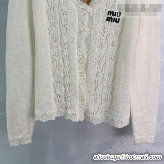 Unique Discount Miu Miu Mohair and Wool Cardigan MM020607 White 2026