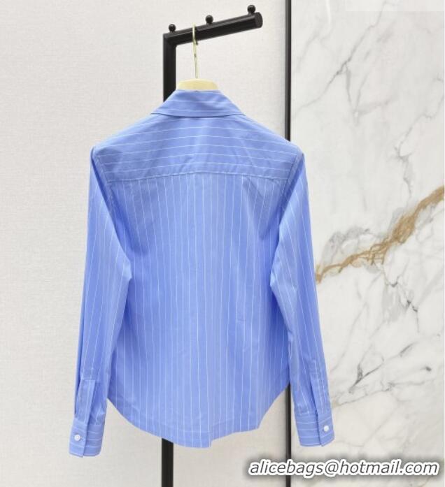 ​Top Grade Miu Miu Striped Cotton Shirt MM020608 Blue 2026