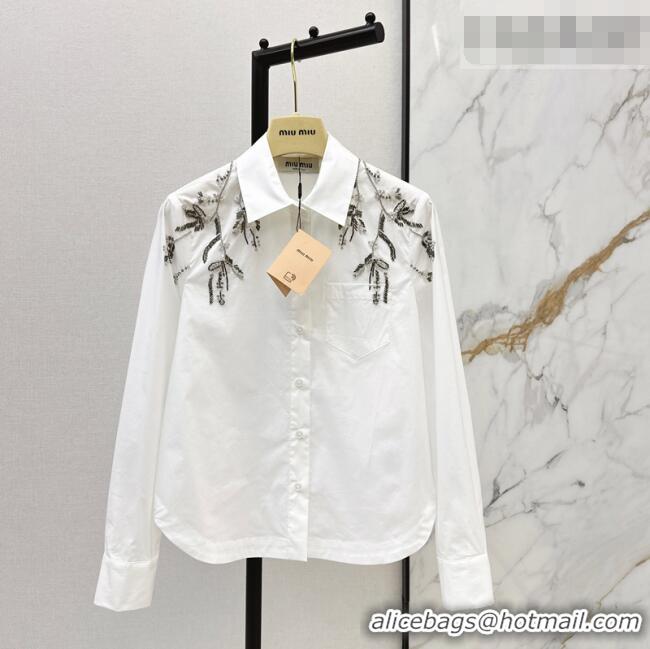 Luxury Cheap Miu Miu Cotton Shirt MM020608 White 2026