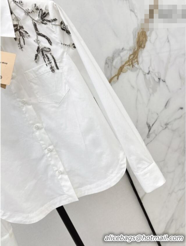 Luxury Cheap Miu Miu Cotton Shirt MM020608 White 2026