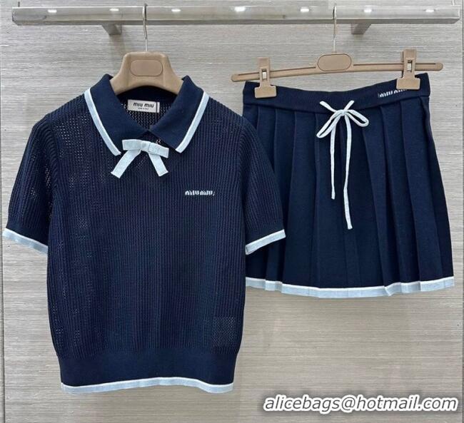 ​Good Quality Miu Miu Wool Shirt and Mini Shirt Set MM020609 Blue 2026