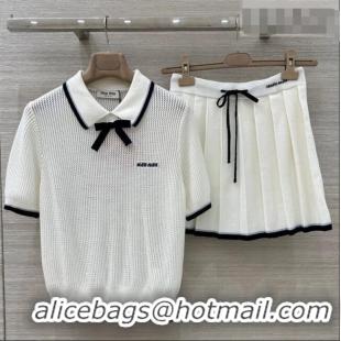 Luxury Cheap Miu Miu Wool Shirt and Mini Shirt Set MM020609 White 2026