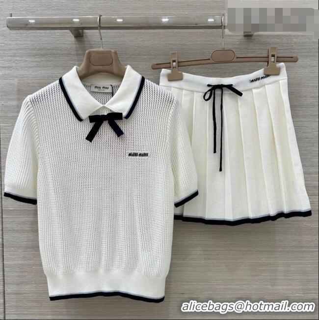 Luxury Cheap Miu Miu Wool Shirt and Mini Shirt Set MM020609 White 2026