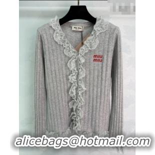 ​Top Design Miu Miu Wool Blend Cardigan MM020615 Grey 2026