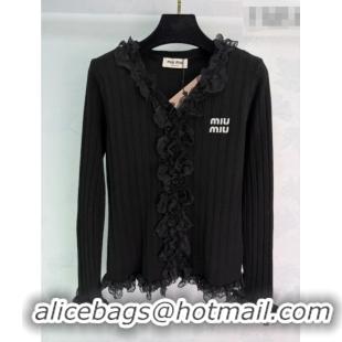 Top Quality Miu Miu Wool Blend Cardigan MM020615 Black 2026