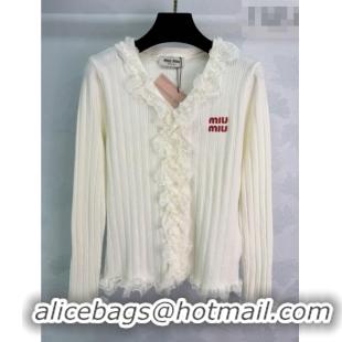 Luxury Discount Miu Miu Wool Blend Cardigan MM020615 White 2026