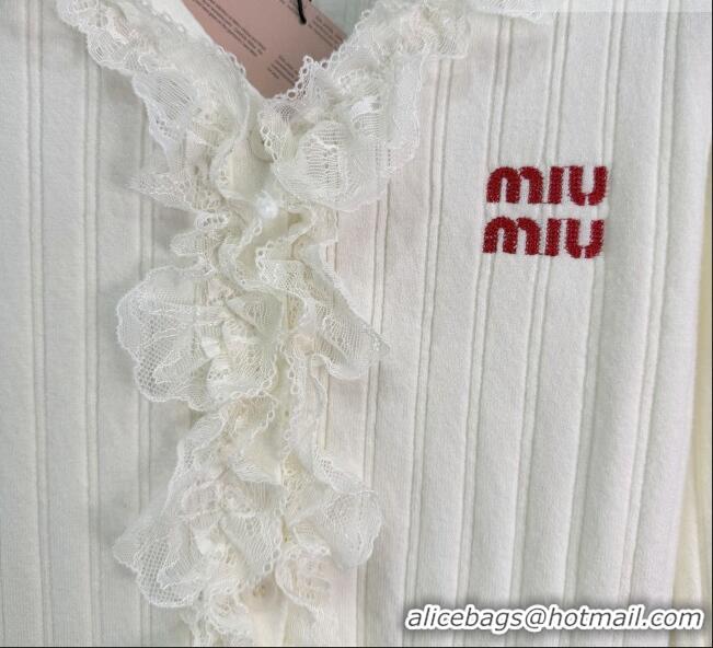 Luxury Discount Miu Miu Wool Blend Cardigan MM020615 White 2026