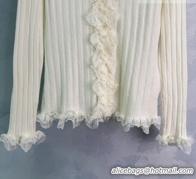 Luxury Discount Miu Miu Wool Blend Cardigan MM020615 White 2026