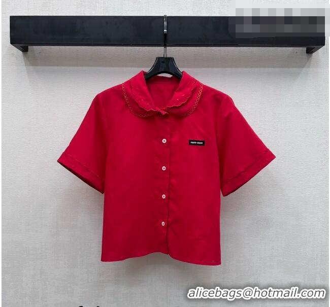 ​Good Taste Miu Miu Linen Cotton Shirt and Skirt Set MM020618 Red 2026