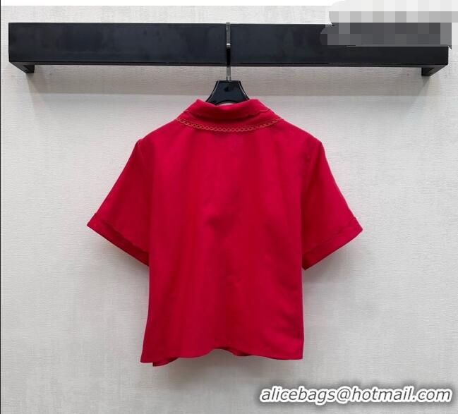 ​Good Taste Miu Miu Linen Cotton Shirt and Skirt Set MM020618 Red 2026