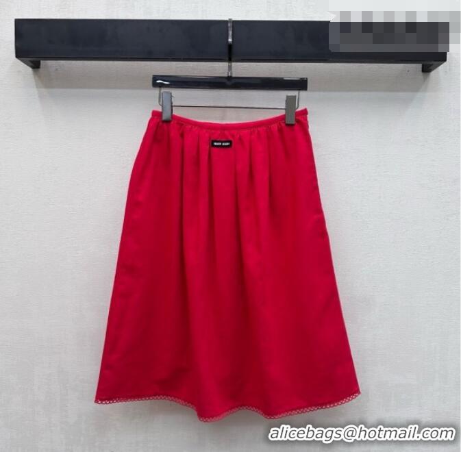 ​Good Taste Miu Miu Linen Cotton Shirt and Skirt Set MM020618 Red 2026