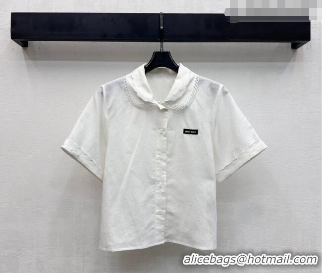 ​Famous Brand Miu Miu Linen Cotton Shirt and Skirt Set MM020618 White 2026