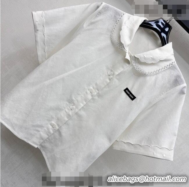 ​Famous Brand Miu Miu Linen Cotton Shirt and Skirt Set MM020618 White 2026