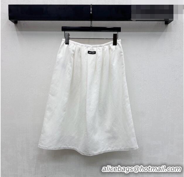 ​Famous Brand Miu Miu Linen Cotton Shirt and Skirt Set MM020618 White 2026
