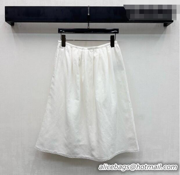 ​Famous Brand Miu Miu Linen Cotton Shirt and Skirt Set MM020618 White 2026