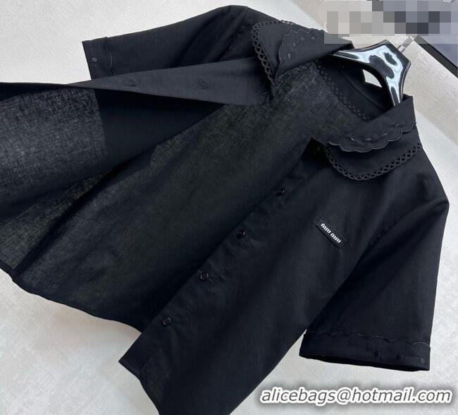 ​Buy New Cheap Miu Miu Linen Cotton Shirt and Skirt Set MM020618 Black 2026