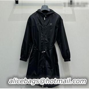 Low Cost Prada Nylon Coat PR020640 Black 2026