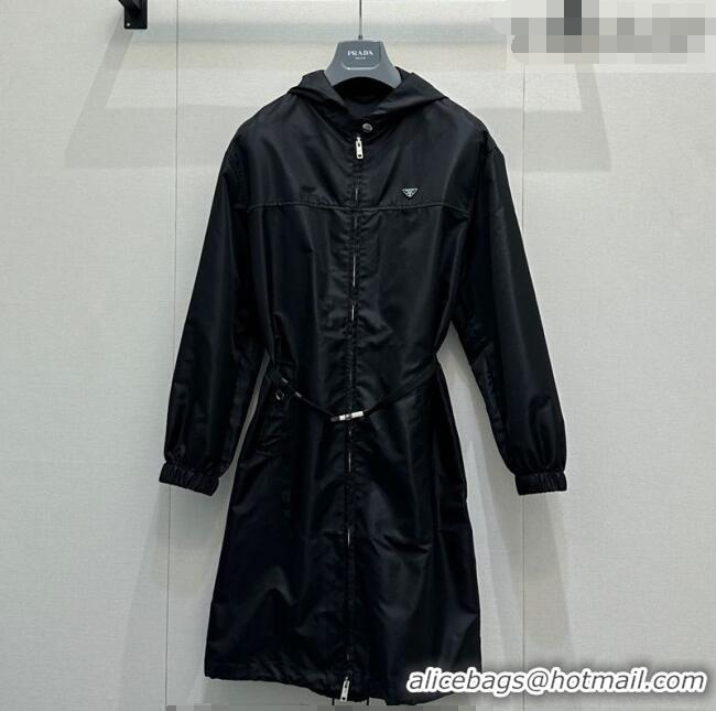 Low Cost Prada Nylon Coat PR020640 Black 2026