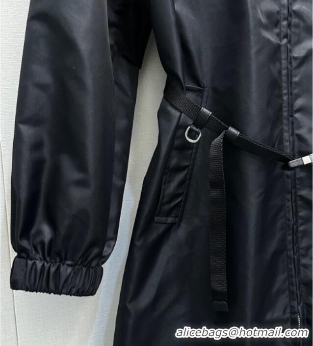 Low Cost Prada Nylon Coat PR020640 Black 2026