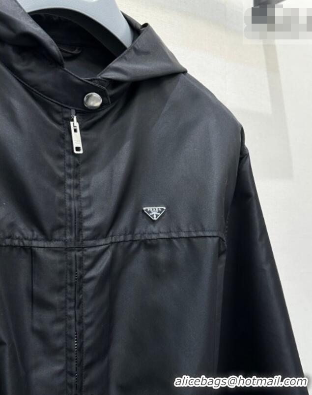 Low Cost Prada Nylon Coat PR020640 Black 2026