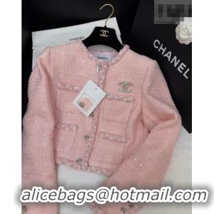 ​Best Price Chanel Tweed Cardigan CH020602 Light Pink 2026
