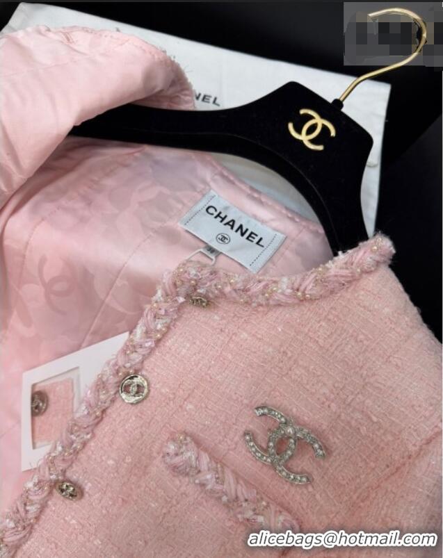 ​Best Price Chanel Tweed Cardigan CH020602 Light Pink 2026