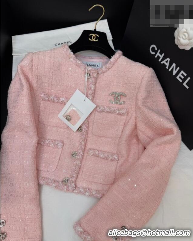 ​Best Price Chanel Tweed Cardigan CH020602 Light Pink 2026