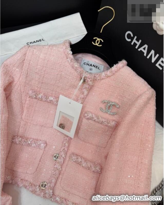 ​Best Price Chanel Tweed Cardigan CH020602 Light Pink 2026