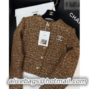 ​New Fashion Chanel Tweed & Sequins Cardigan CH020602 Brown 2026