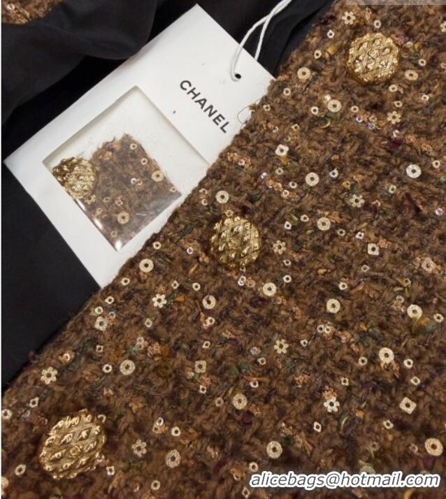 ​New Fashion Chanel Tweed & Sequins Cardigan CH020602 Brown 2026