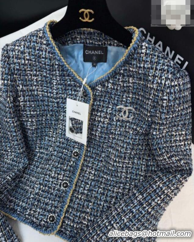 Pretty Style Chanel Tweed Cardigan CH020602 Blue 2026