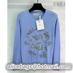 ​Top Grade Dior Embroidered Sweater DR020602 Blue 2026