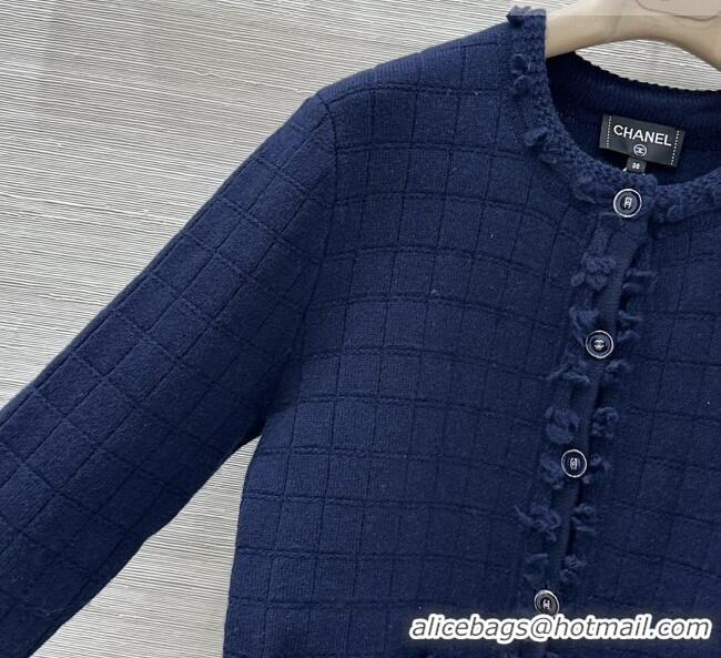 Buy Inexpensive Chanel Cashmere Cardigan CH020650 Navy Blue 2026