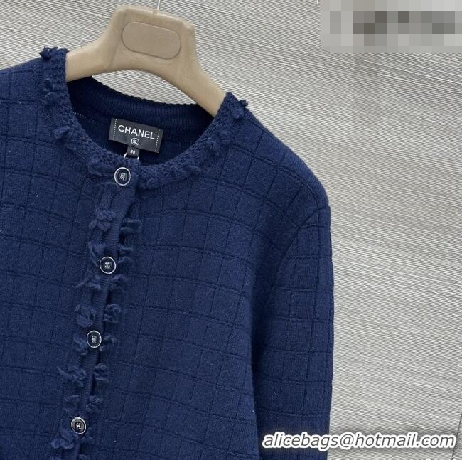 Buy Inexpensive Chanel Cashmere Cardigan CH020650 Navy Blue 2026