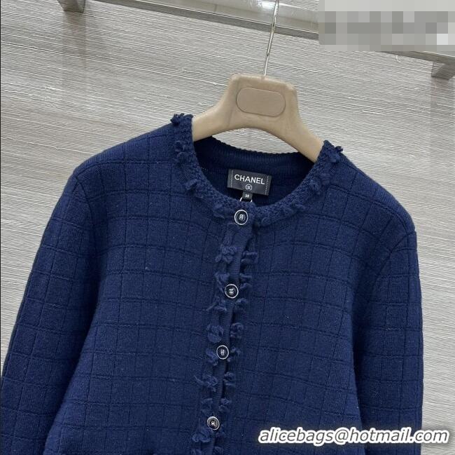 Buy Inexpensive Chanel Cashmere Cardigan CH020650 Navy Blue 2026