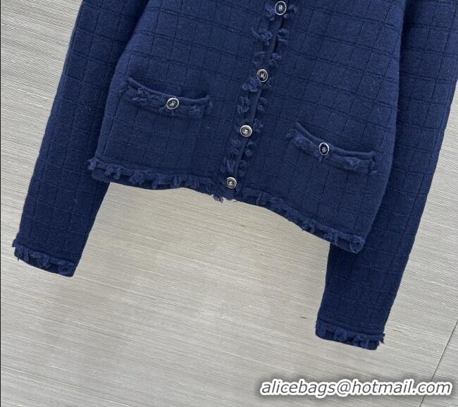 Buy Inexpensive Chanel Cashmere Cardigan CH020650 Navy Blue 2026